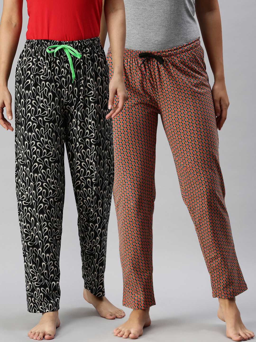 

Kryptic Woman Pack Of 2 Printed Pure Cotton Lounge Pants, Mustard