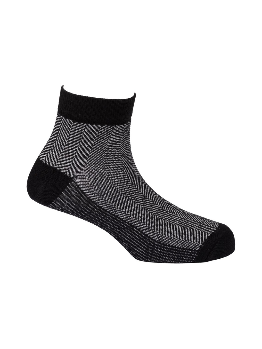 

The Tie Hub Men Black & Grey Striped Ankle Length Socks