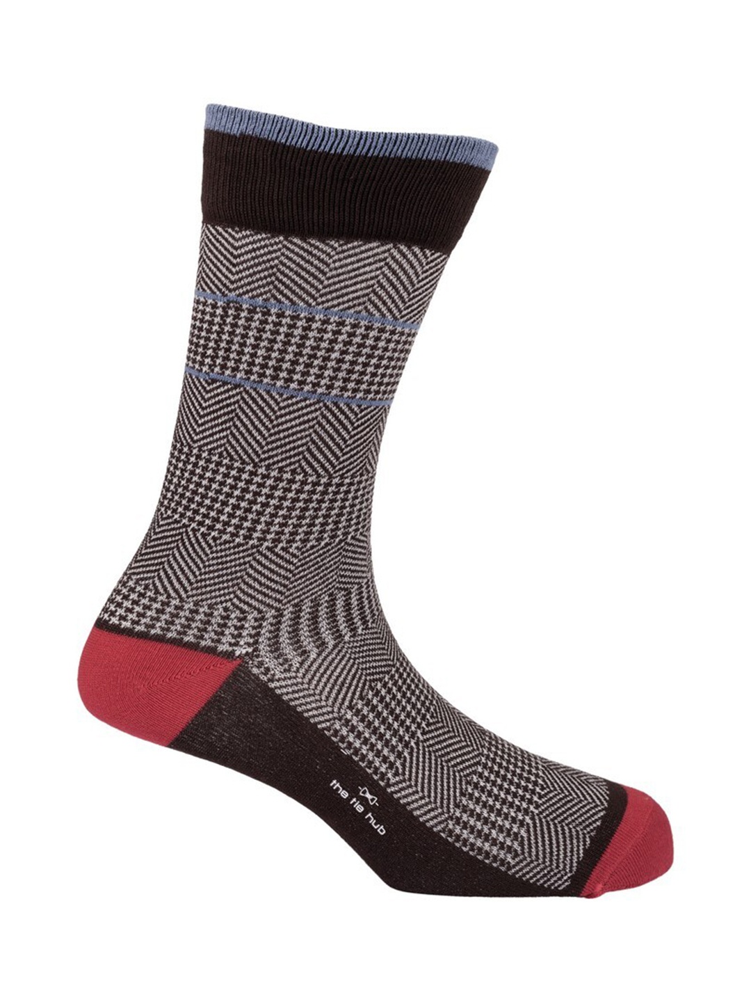 

The Tie Hub Brown & Red Stripes Calf Length Socks