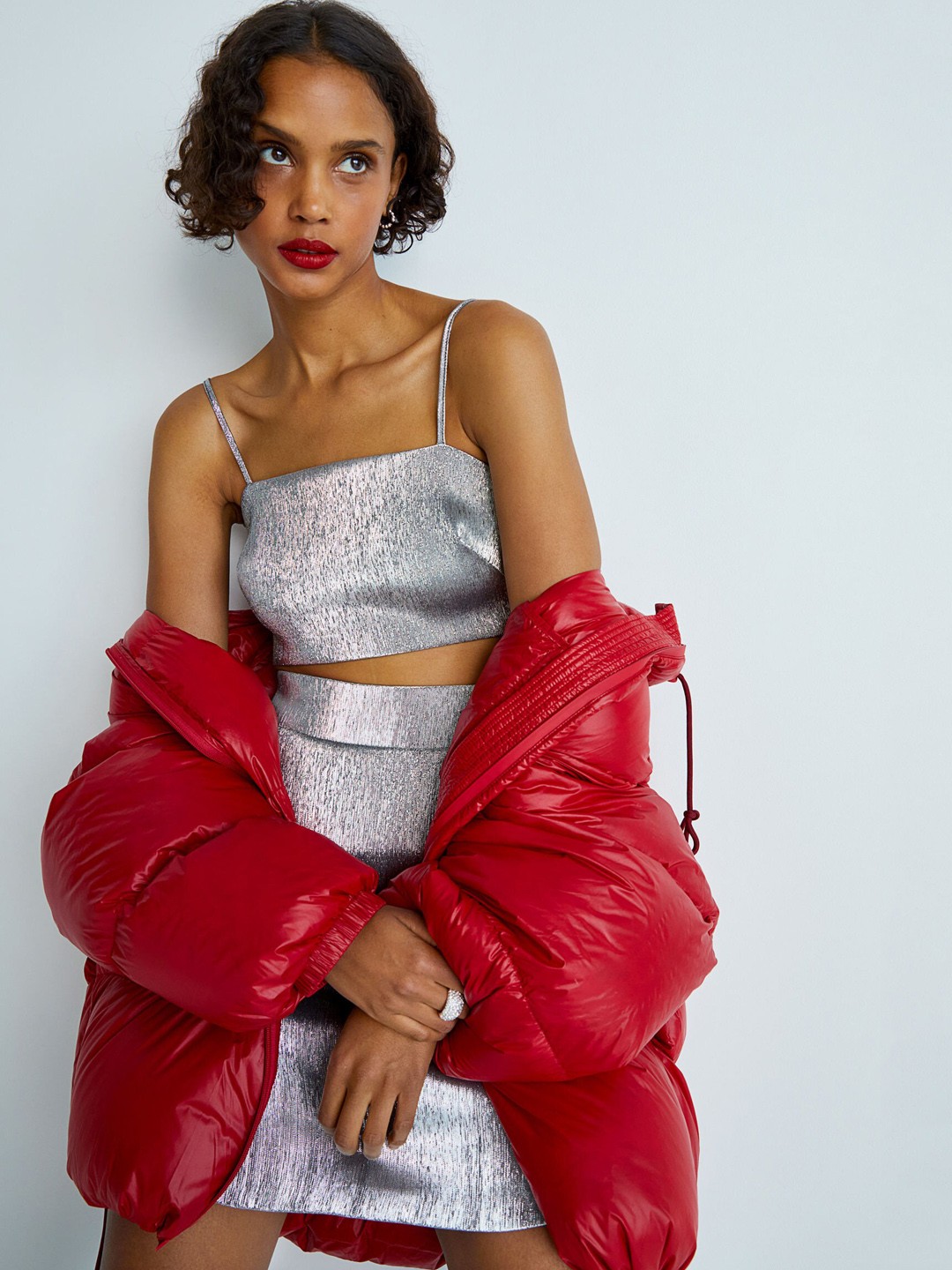 

H&M Women Silver Glittery Skirt