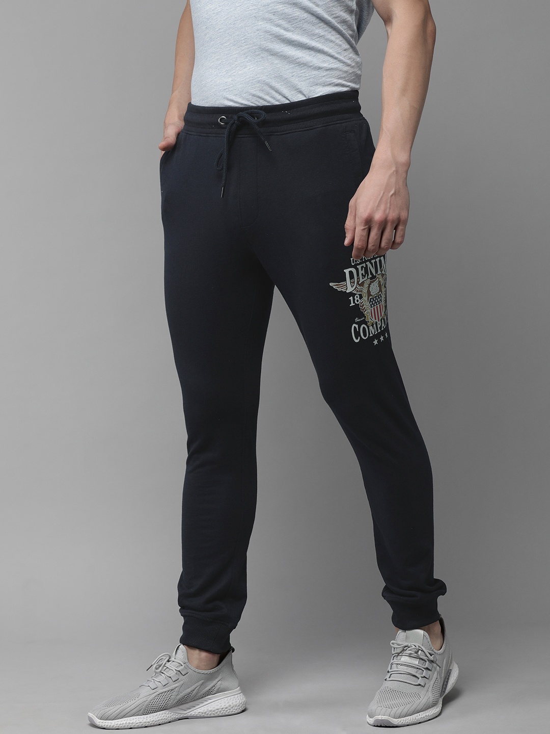 

U.S. Polo Assn. Denim Co. Men Navy Blue Slim Fit Brand Logo Detail Joggers