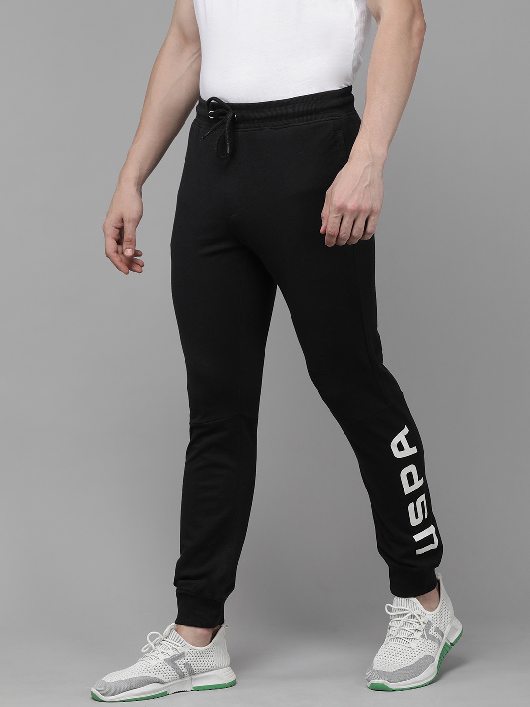 

U.S. Polo Assn. Denim Co. Men Black Brand Logo Printed Slim Fit Joggers
