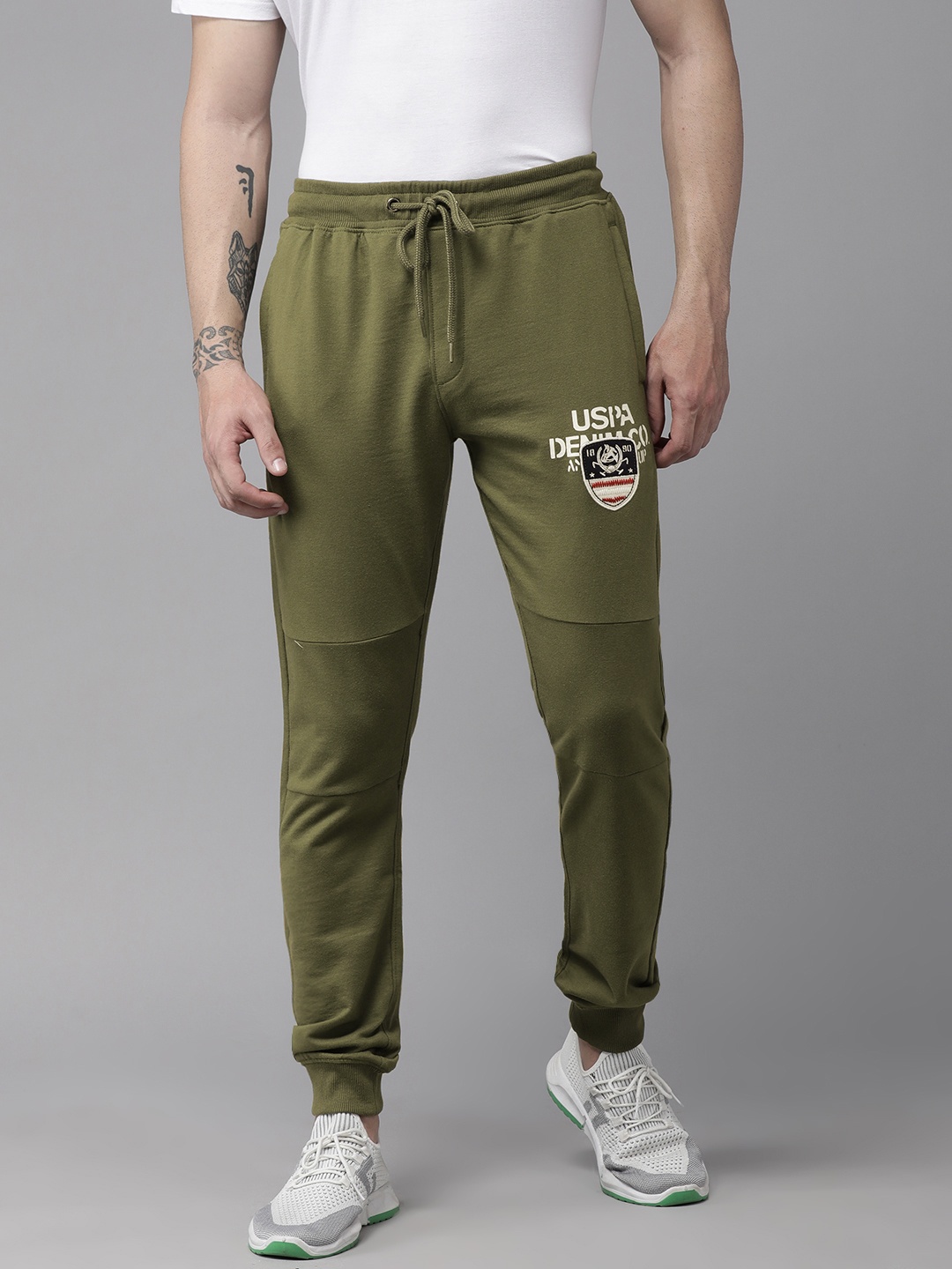 

U.S. Polo Assn. Denim Co. Men Olive Green Solid Joggers