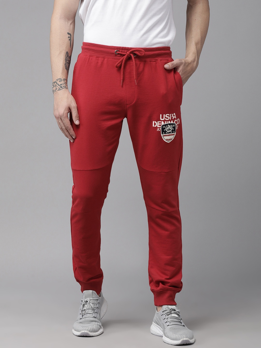 

U.S. Polo Assn. Denim Co. Men Red Solid Joggers