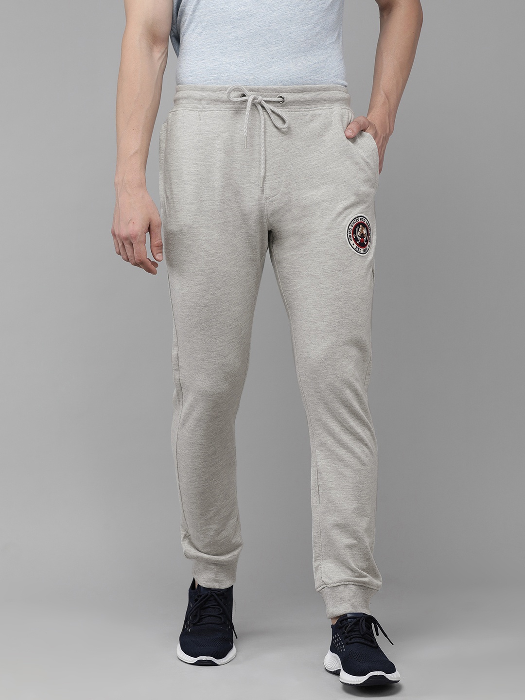 

U.S. Polo Assn. Denim Co. Men Maroon Slim Fit Solid Joggers, Grey