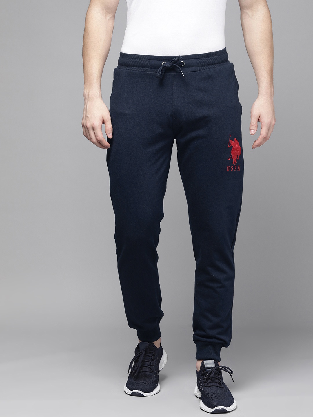 

U.S. Polo Assn. Men Navy Blue Slim Fit Brand Logo Embroidery Detail Joggers