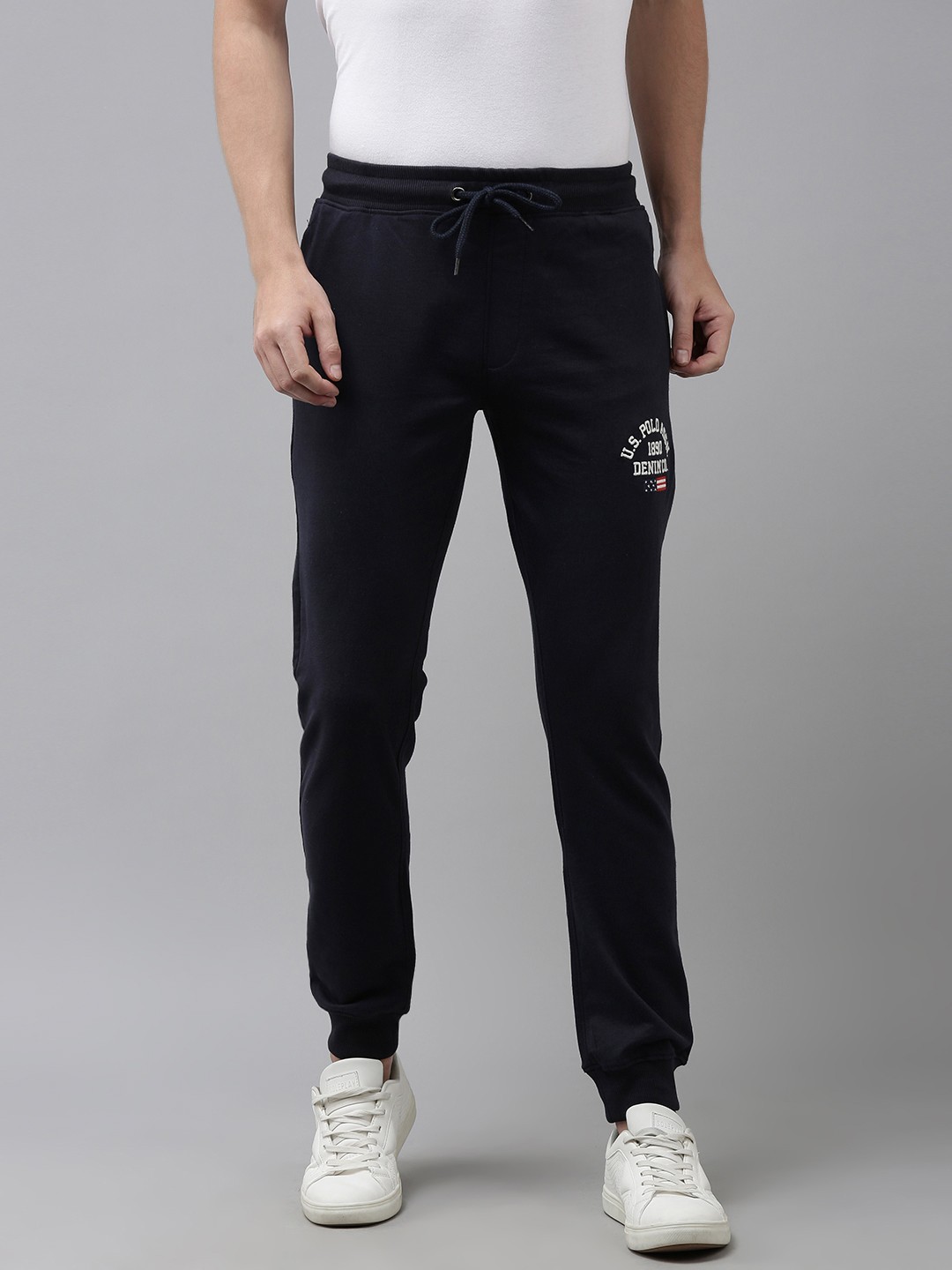 

U.S. Polo Assn. Denim Co. Men Navy Blue Slim Fit Brand Logo Detail Joggers