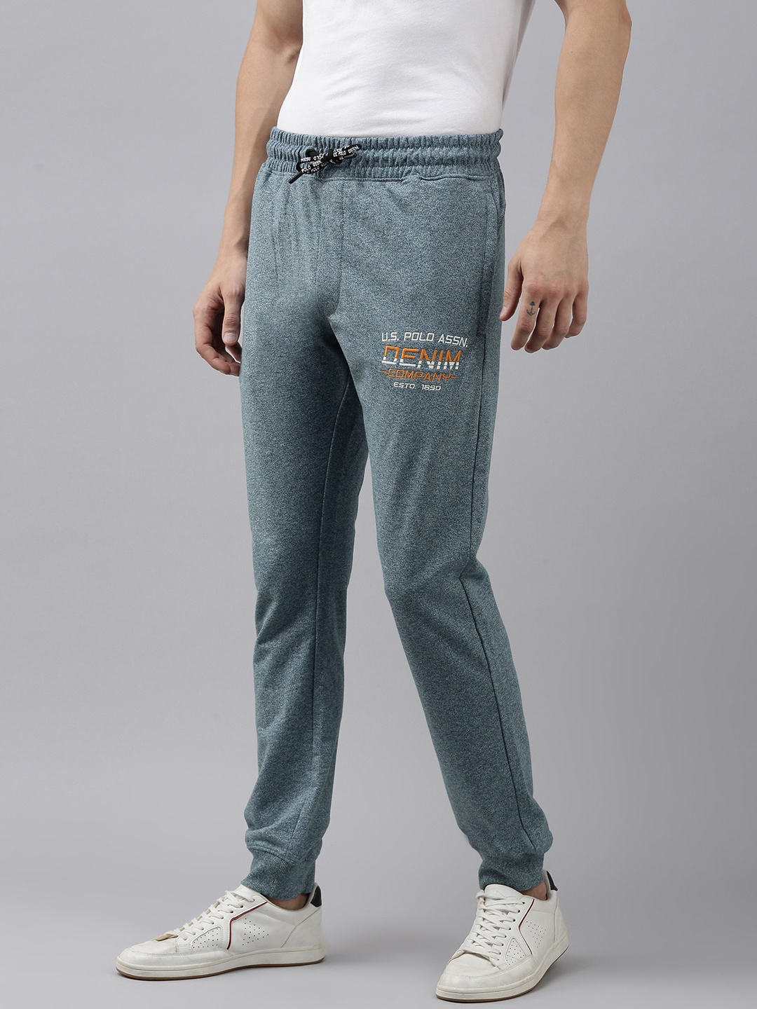 

U.S. Polo Assn. Denim Co. Men Teal Blue & White Printed Joggers