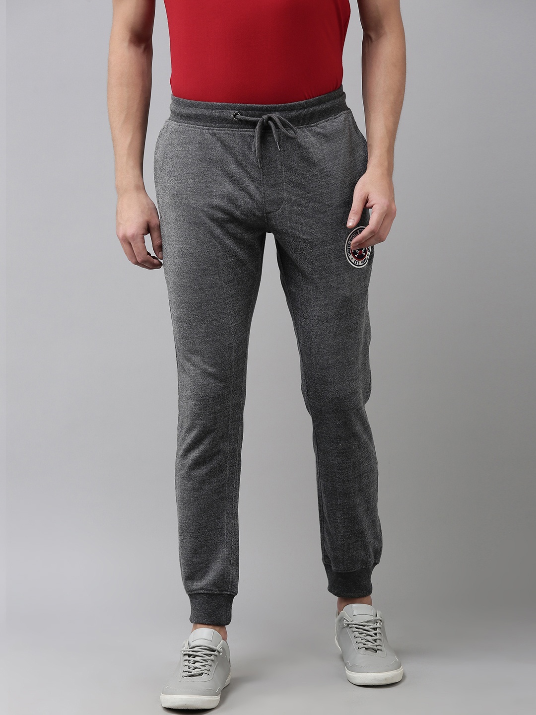 

U.S. Polo Assn. Denim Co. Men Charcoal Grey Slim Fit Solid Joggers