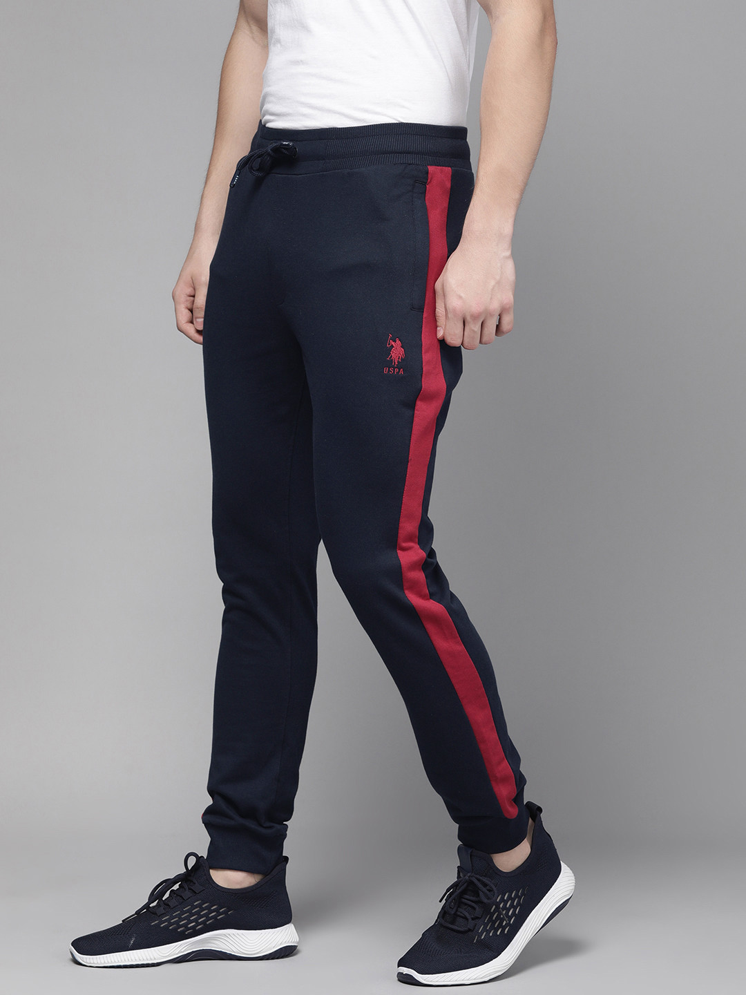 

U.S. Polo Assn. Men Navy Blue Slim Fit Side Striped Joggers