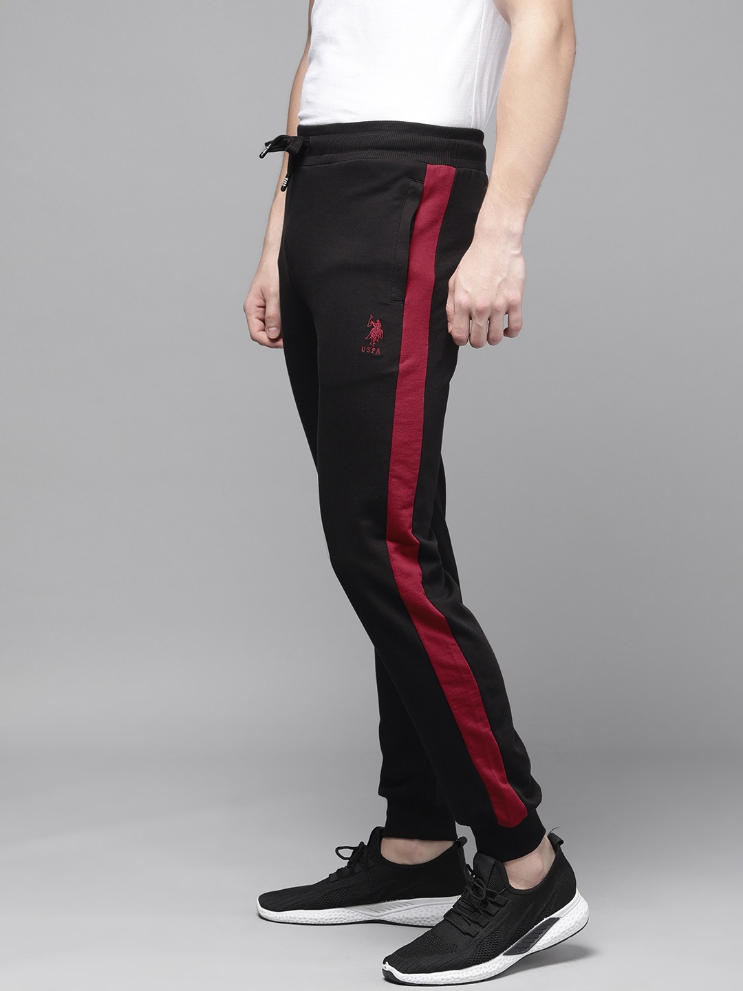 

U.S. Polo Assn. Men Black Slim Fit Side Striped Joggers
