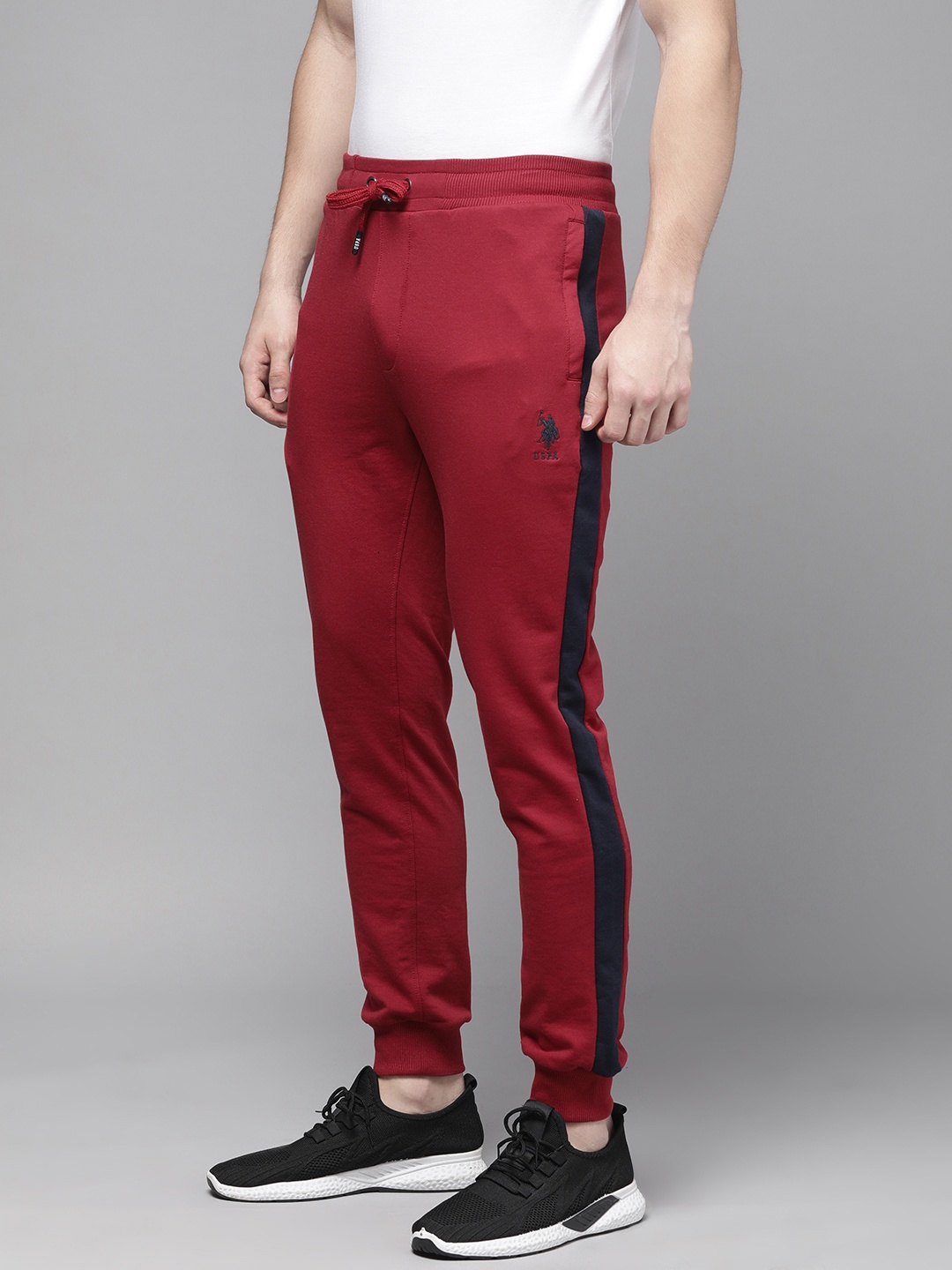 

U.S. Polo Assn. Men Maroon Slim Fit Side Striped Joggers