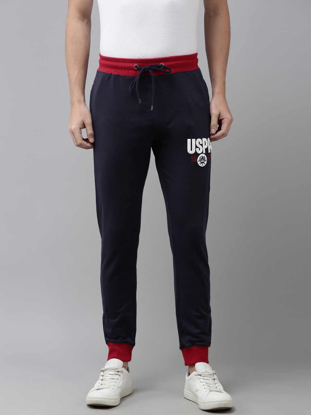

U.S. Polo Assn. Denim Co. Men Navy Blue Slim Fit Brand Logo Detail Joggers