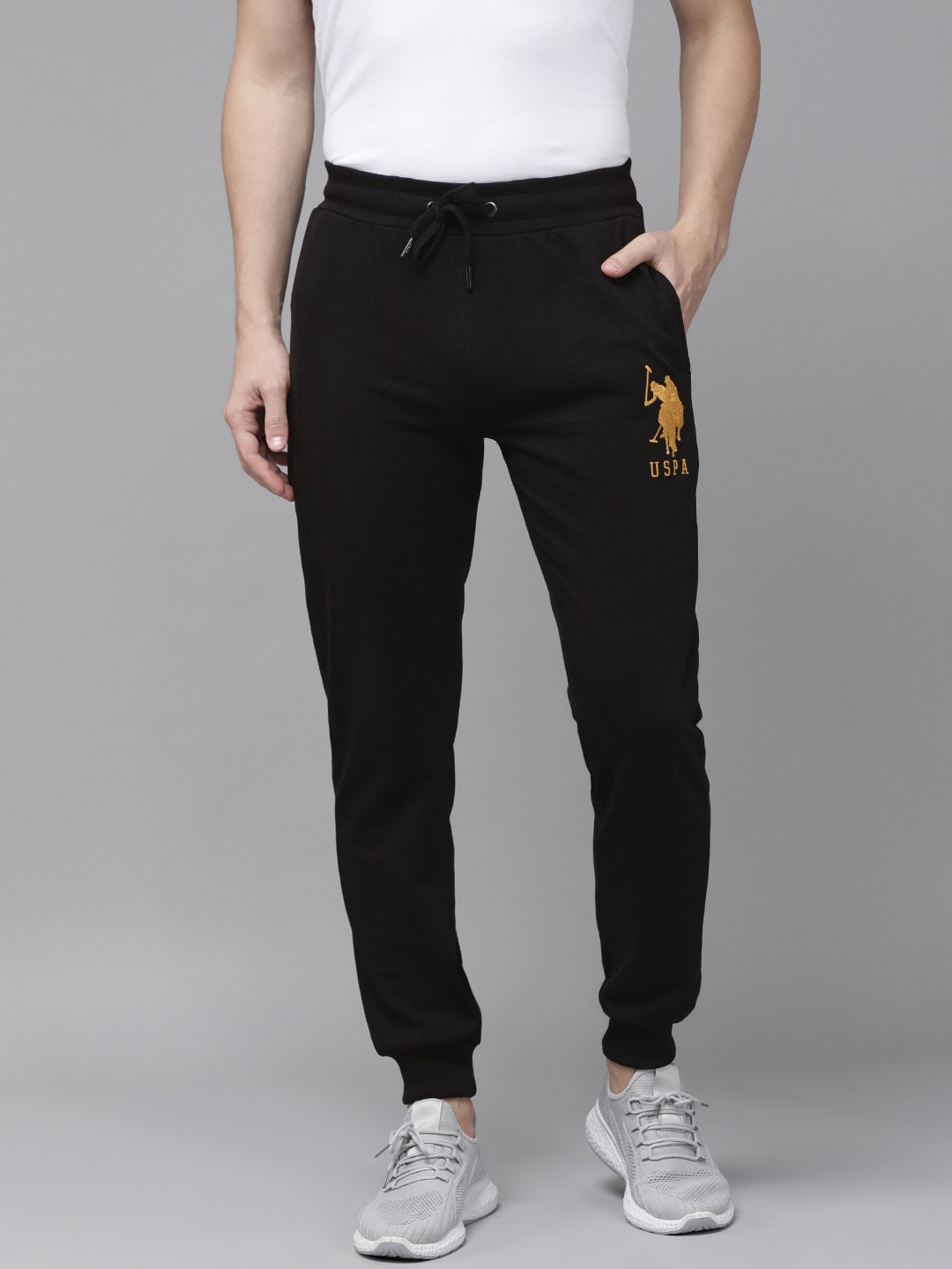 

U.S. Polo Assn. Men Black Slim Fit Solid Joggers