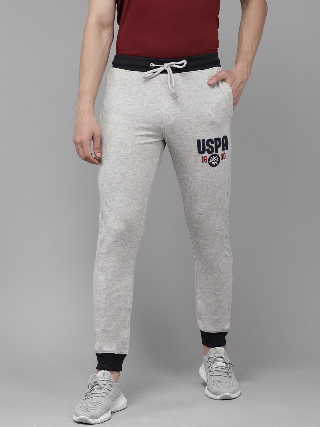 

U.S. Polo Assn. Denim Co. Grey Melange Embroidered Slim Fit Joggers