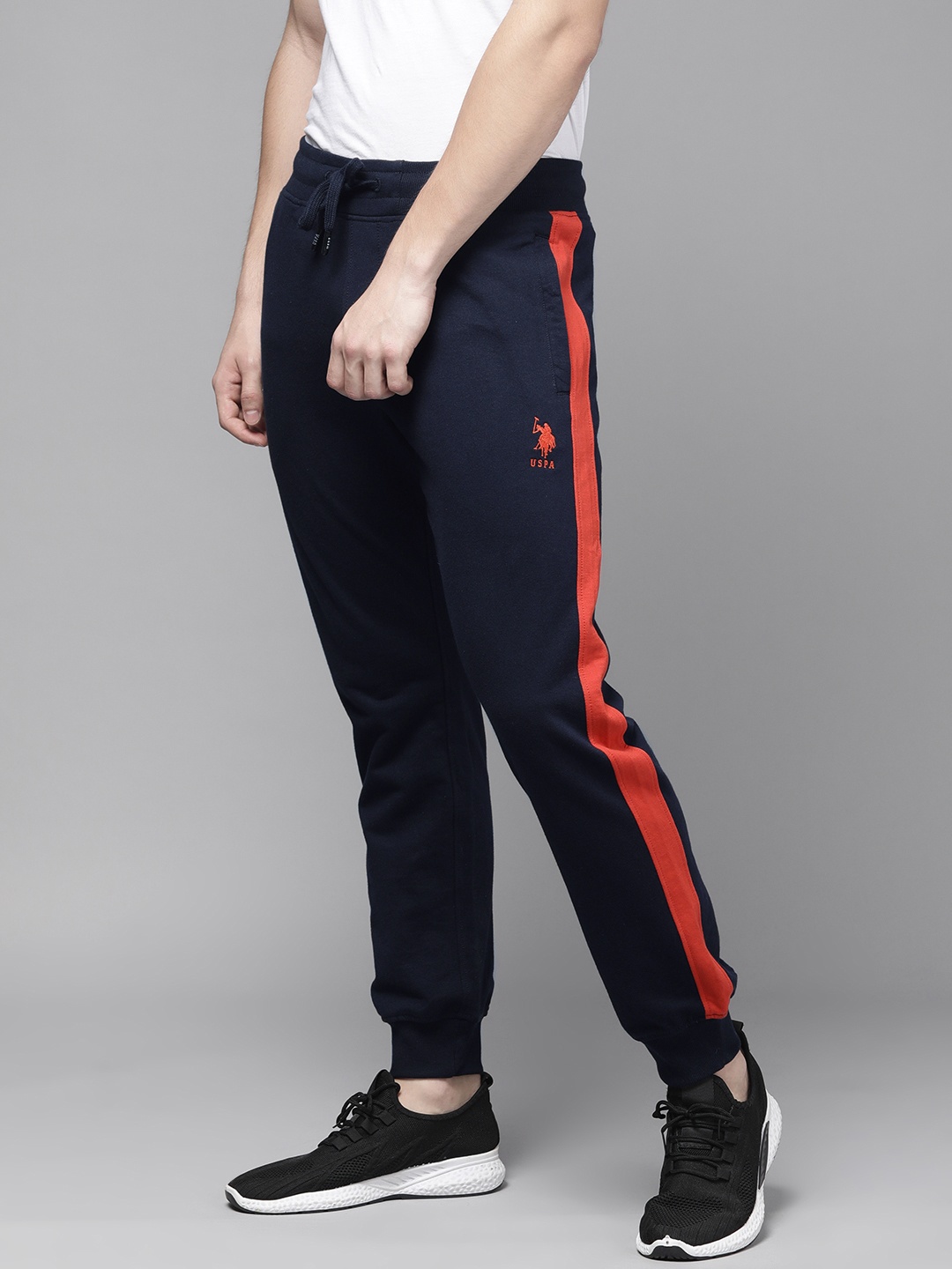 

U.S. Polo Assn. Men Navy Blue Slim Fit Side Striped Joggers