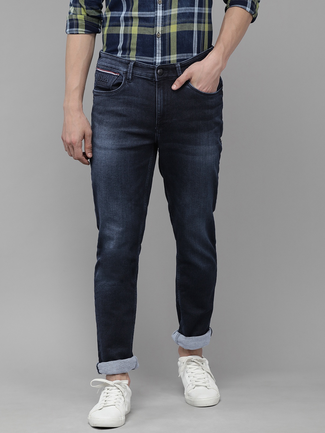

U S Polo Assn Denim Co Men Blue Delta Slim Fit Light Fade Stretchable Jeans