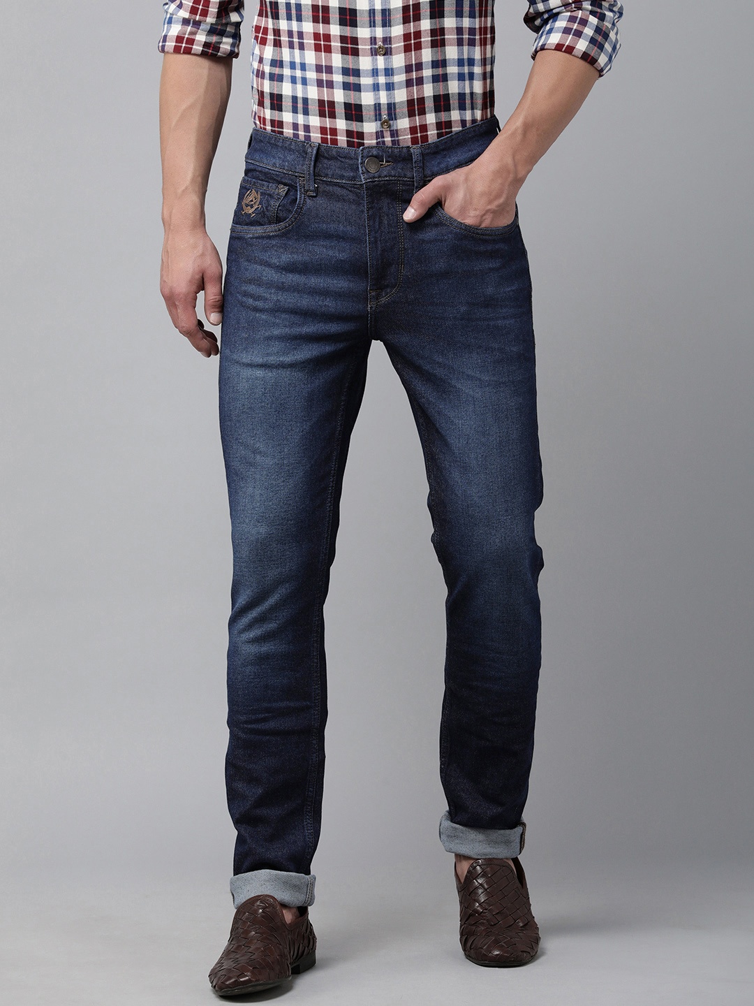 

U S Polo Assn Denim Co Men Navy Blue Skinny Fit Mid Rise Light Fade Jeans