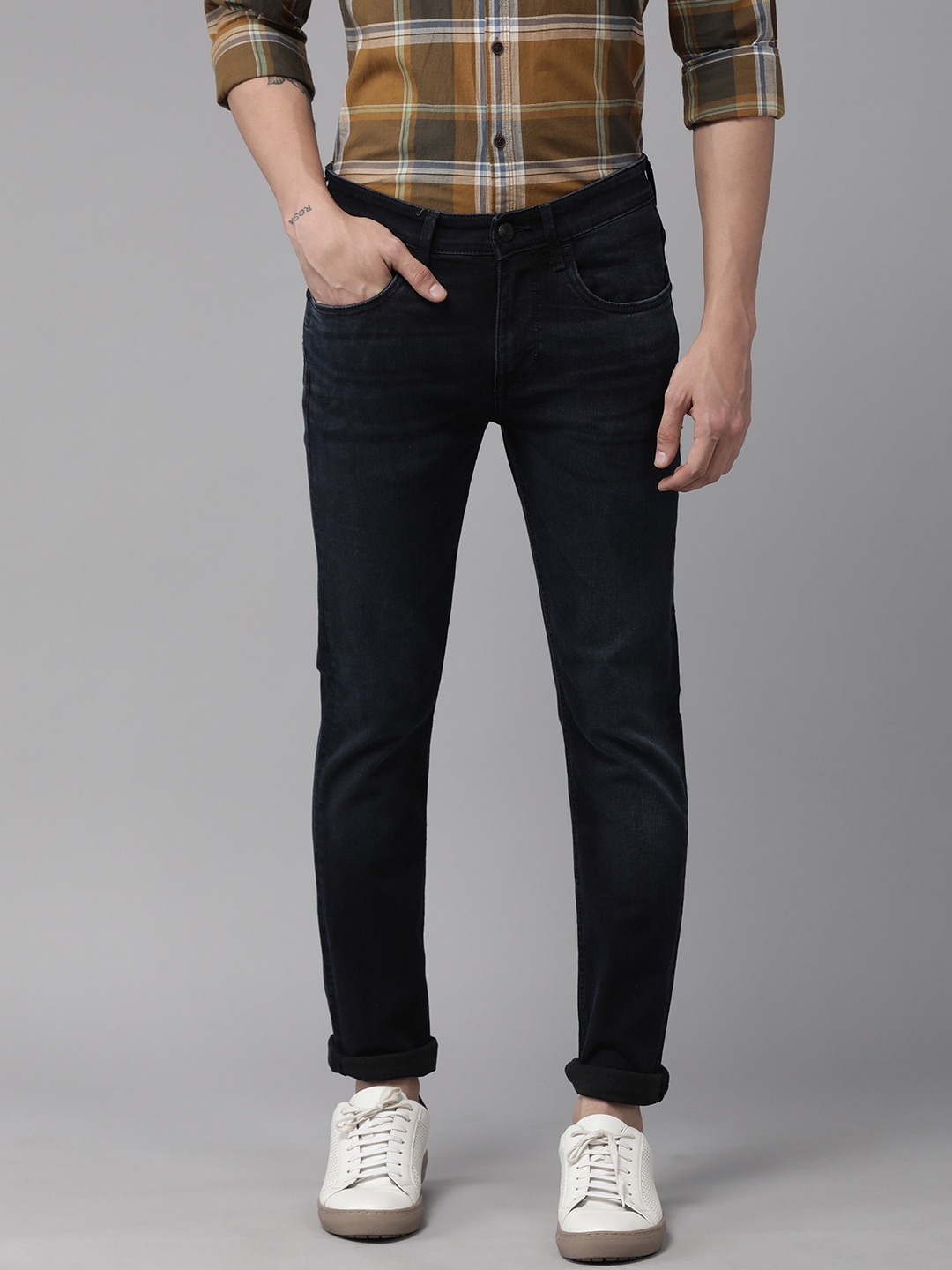 

U S Polo Assn Denim Co Men Navy Blue Skinny Fit Mid-Rise Clean Look Jeans