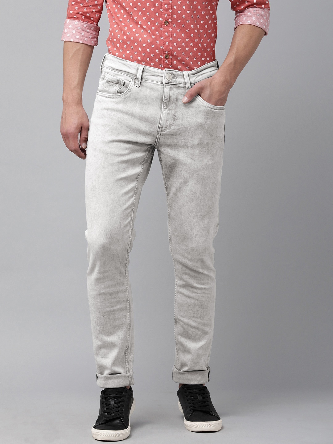 

U S Polo Assn Denim Co Men Grey Brandon Slim Tapered Fit Mid Rise Jeans