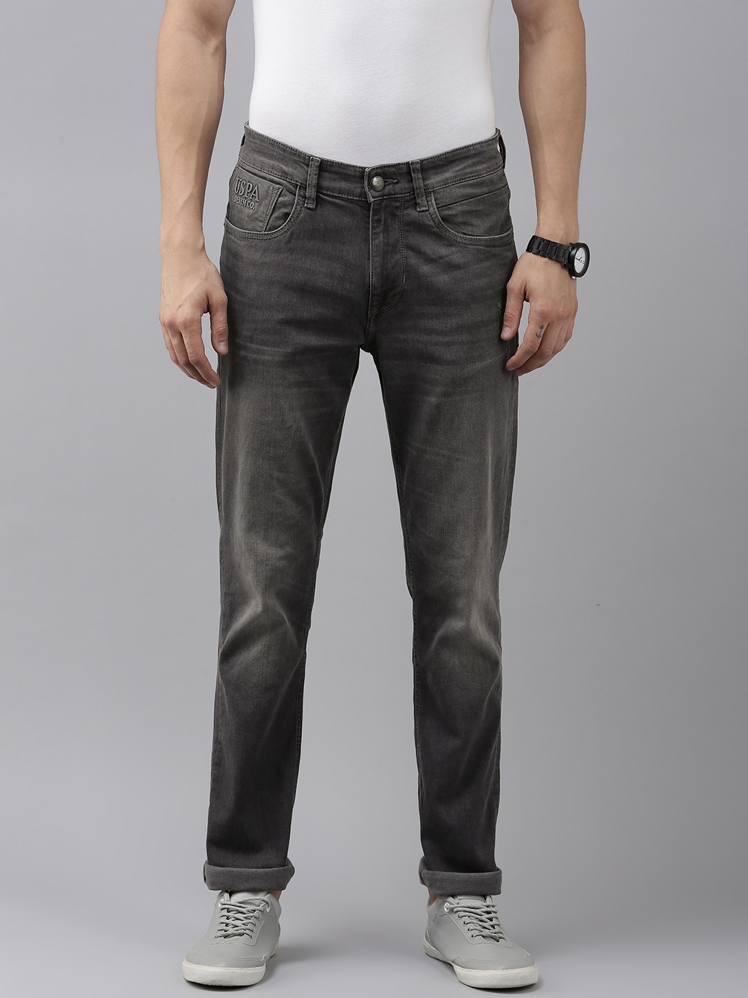 

U S Polo Assn Denim Co Men Grey Slim Fit Light Fade Stretchable Jeans
