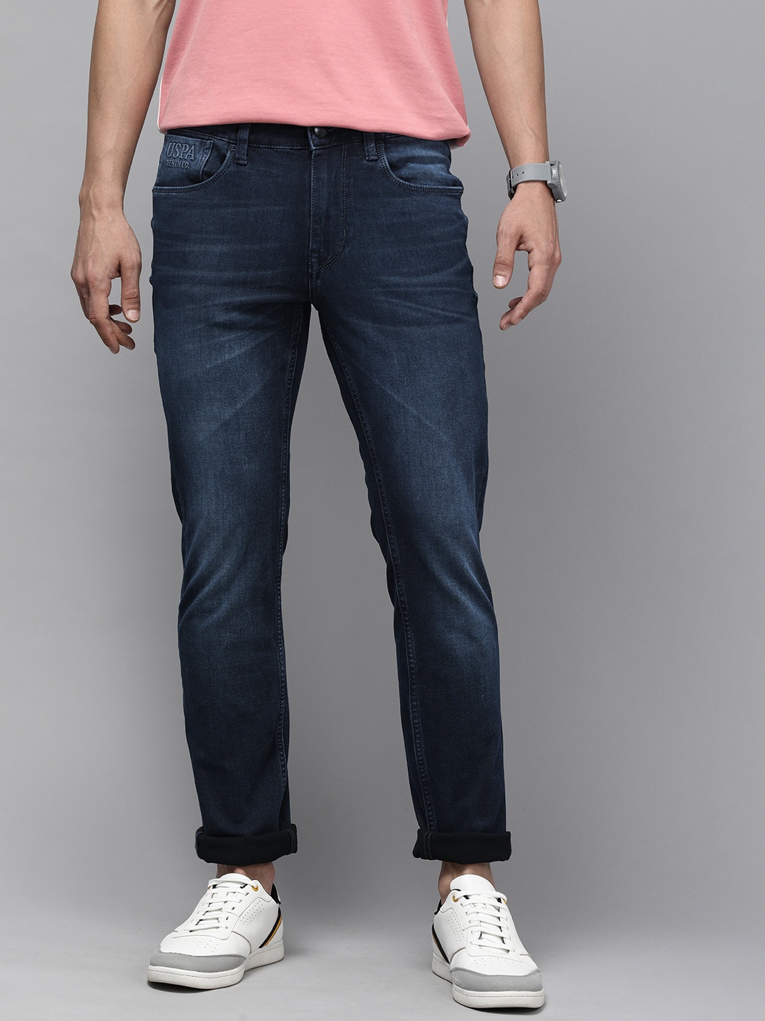 U S Polo Assn Denim Co Men Blue Regallo Skinny Fit Mid Rise Light Fade Stretchable Jeans