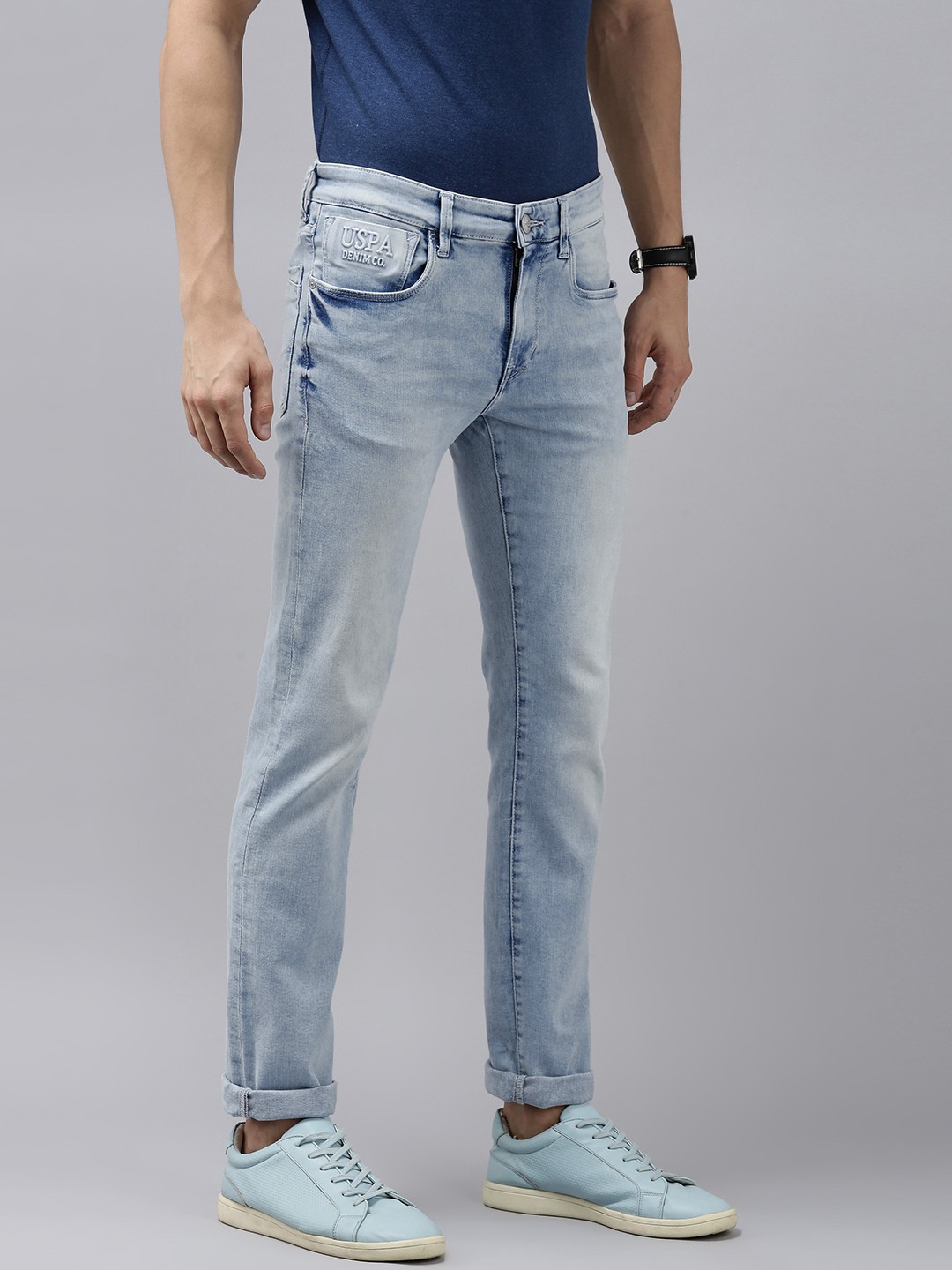 

U S Polo Assn Denim Co Men Blue Skinny Fit Light Fade Stretchable Jeans