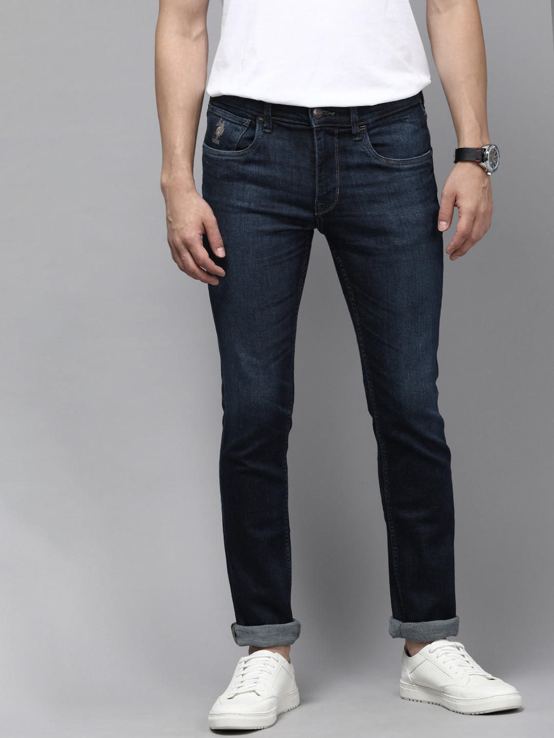 

U S Polo Assn Denim Co Men Blue Regallo Skinny Fit Mid Rise Light Fade Stretchable Jeans