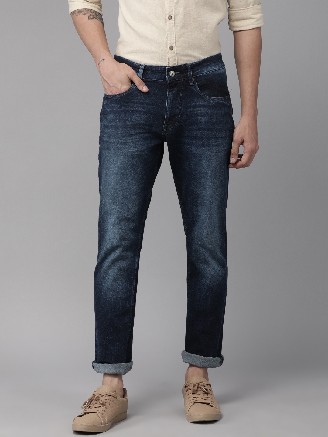 

U S Polo Assn Denim Co Men Blue Slim Fit Mid-Rise Heavy Fade Jeans