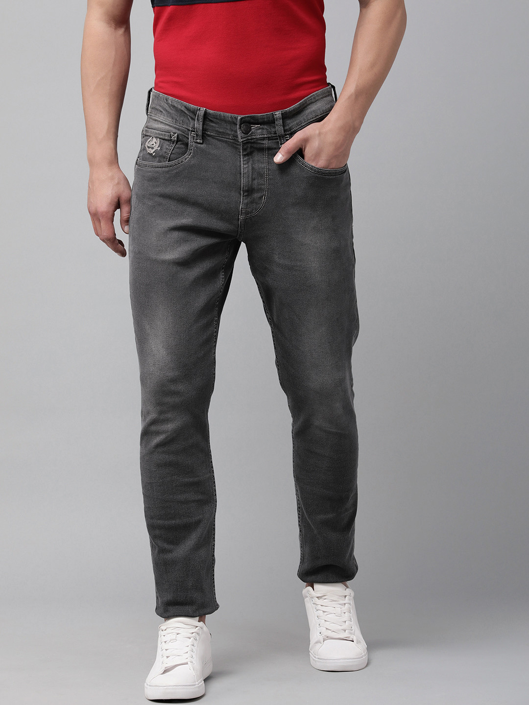 

U S Polo Assn Denim Co Men Black Slim Tapered Fit Light Fade Stretchable Jeans