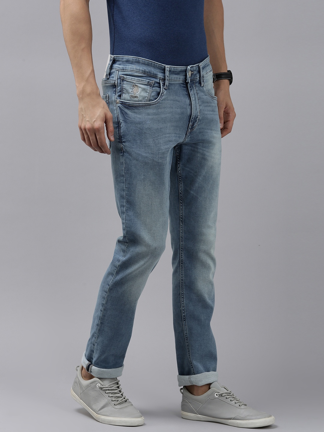 

U S Polo Assn Denim Co Men Blue Slim Fit Heavy Fade Stretchable Jeans
