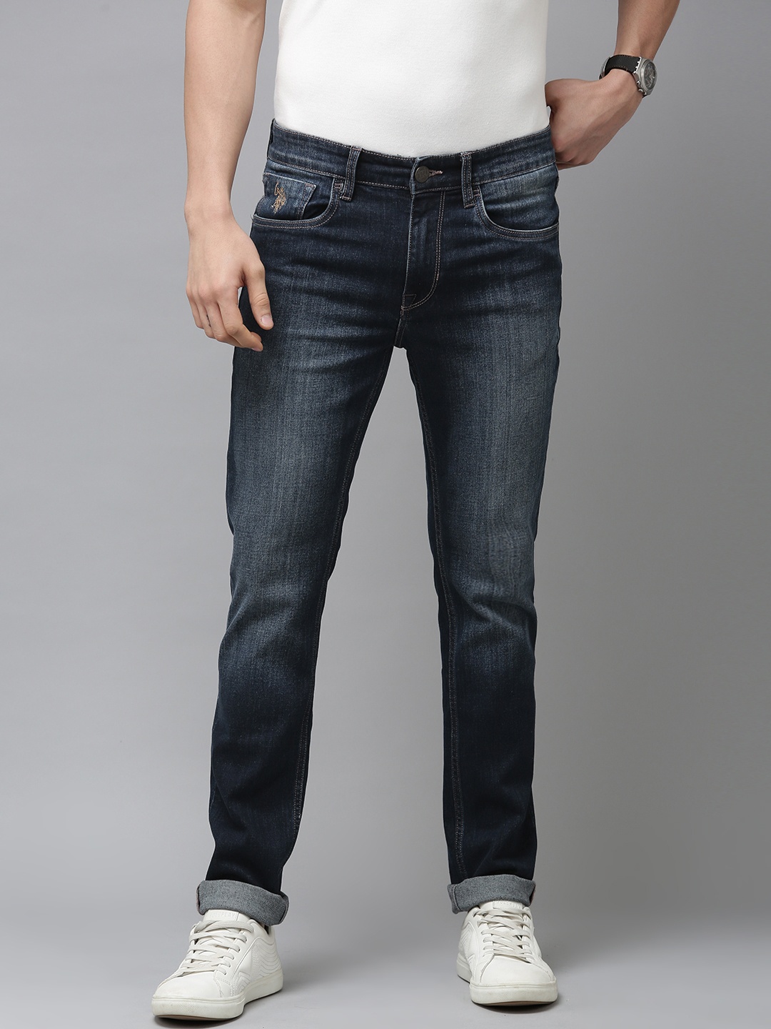 

U.S. Polo Assn. Denim Co. Men Blue Skinny Fit Heavy Fade Stretchable Jeans