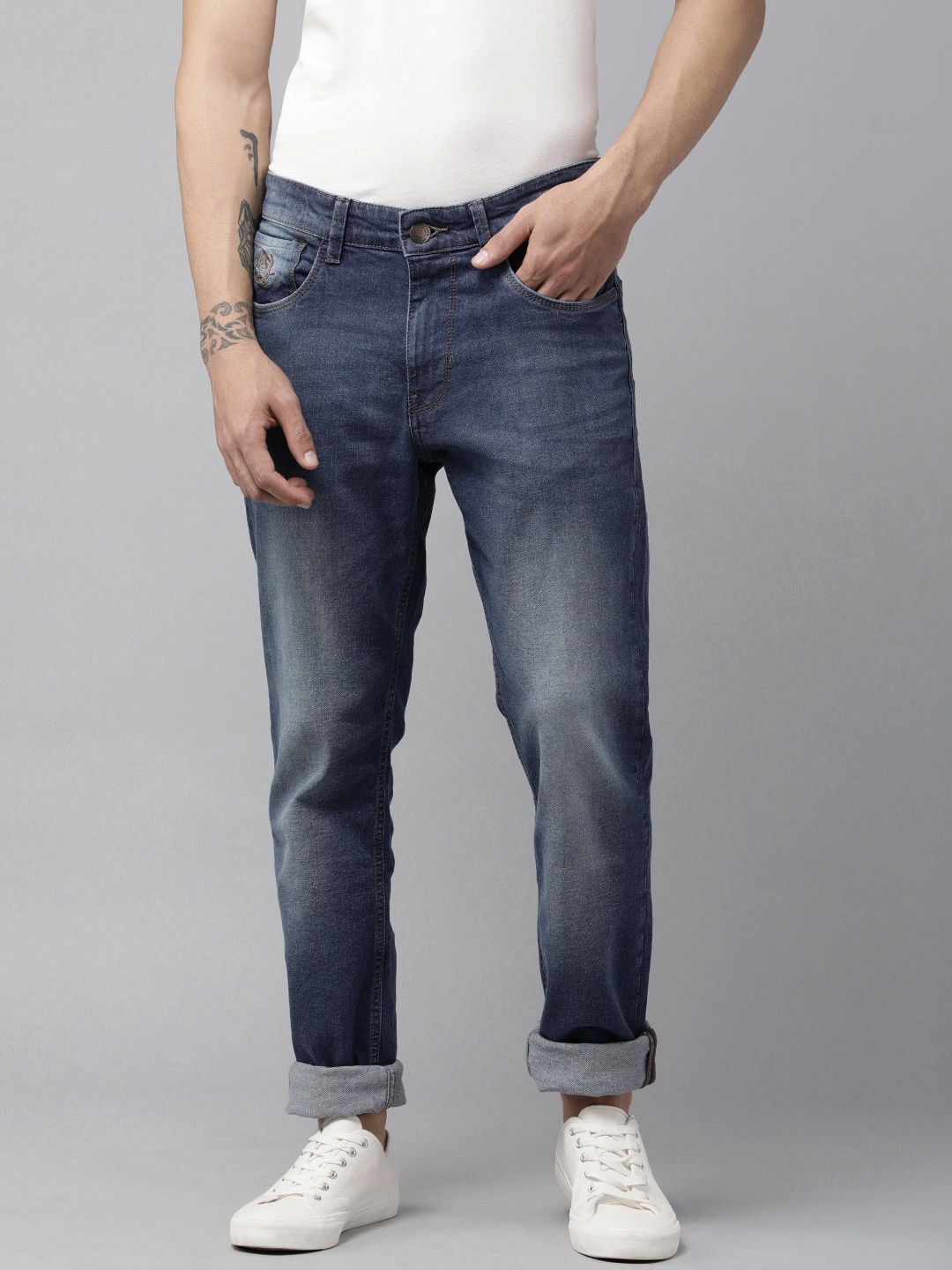 

U.S. Polo Assn. Denim Co. Men Blue Brandon Slim Fit Heavy Fade Mid-Rise Stretchable Jeans