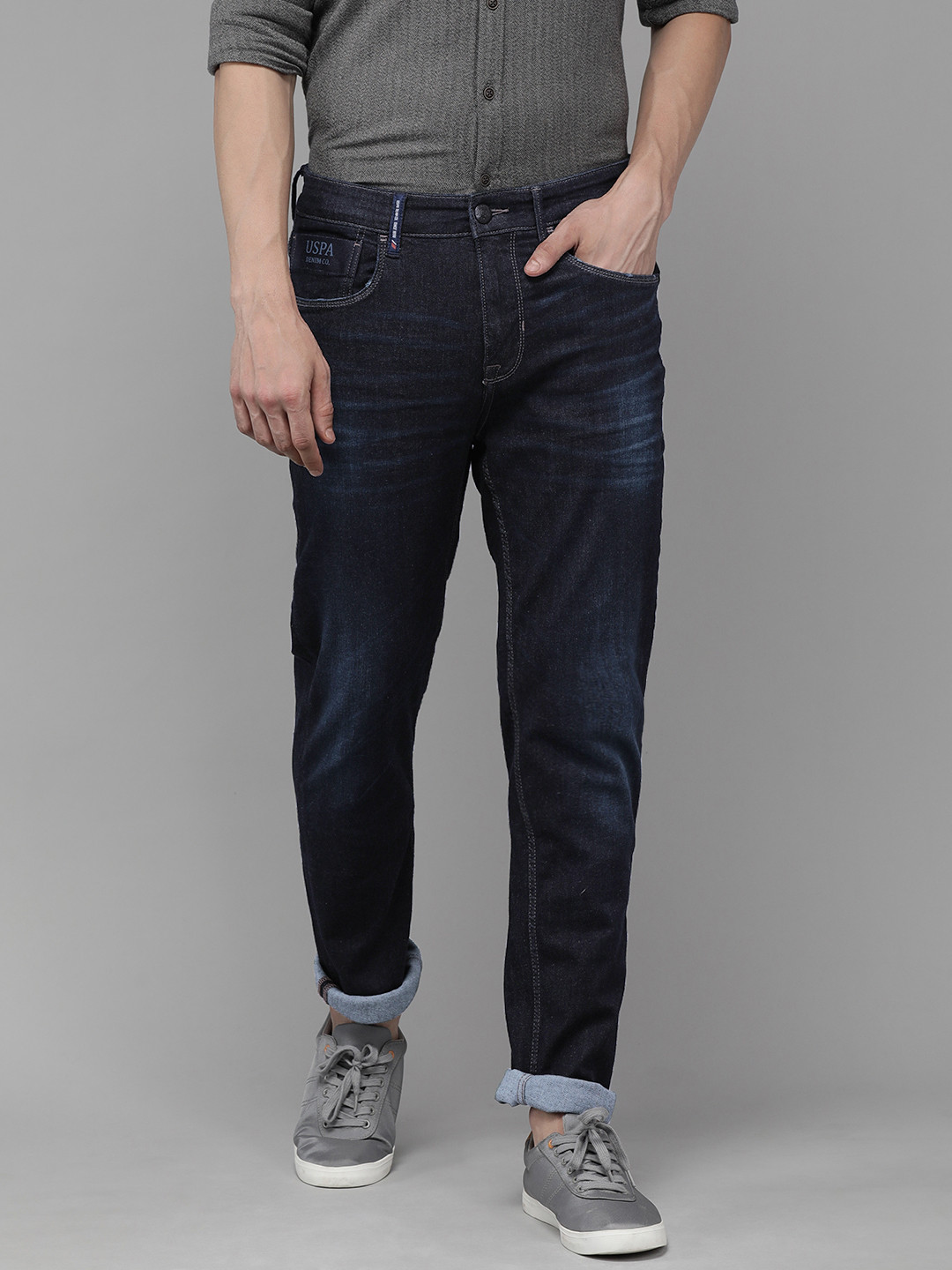 

U S Polo Assn Denim Co Men Dark Blue Slim Fit Mid-Rise Light Fade Jeans