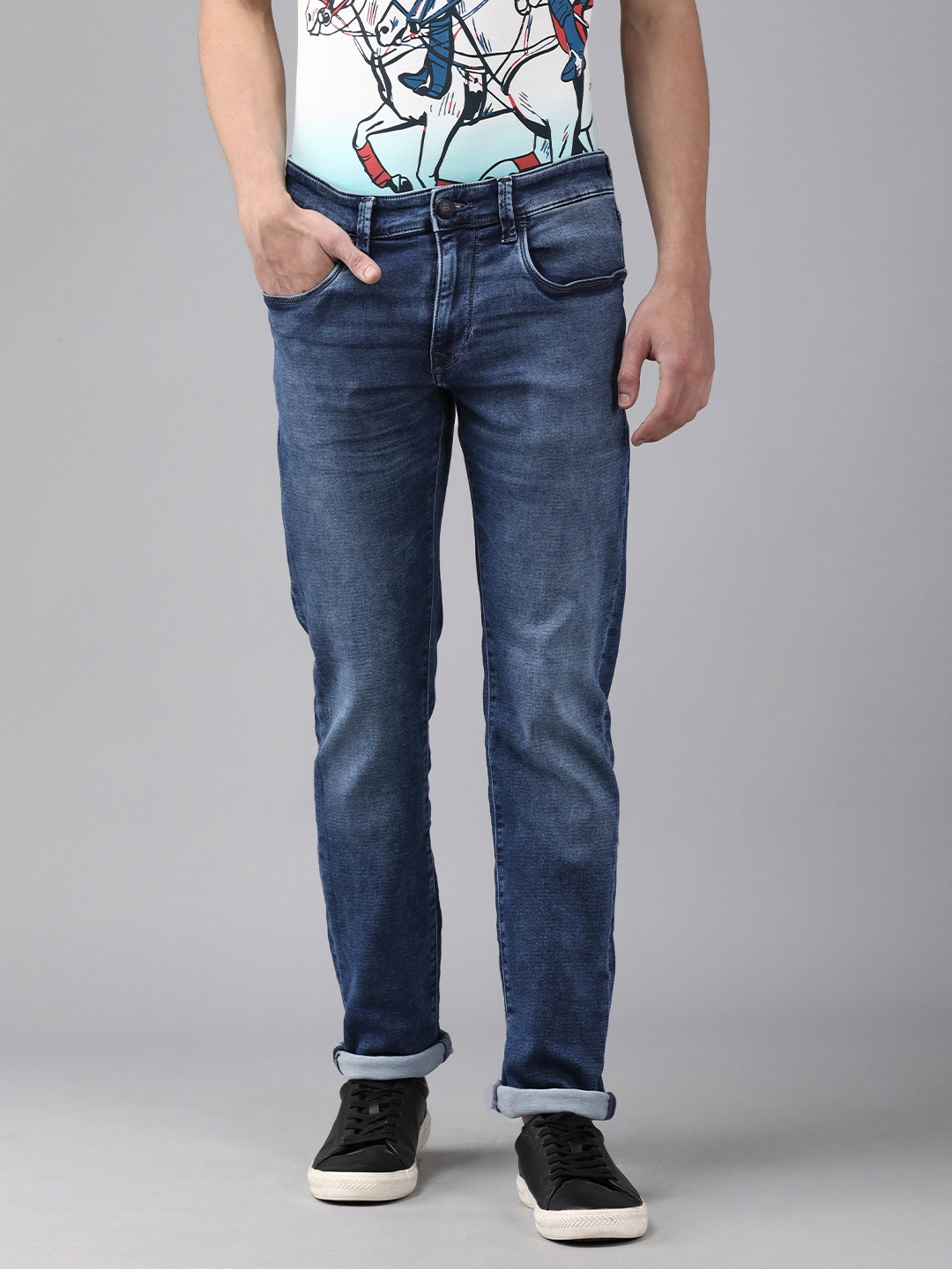 

U.S. Polo Assn. Denim Co. Men Blue Skinny Fit Mid-Rise Light Fade Stretchable Jeans