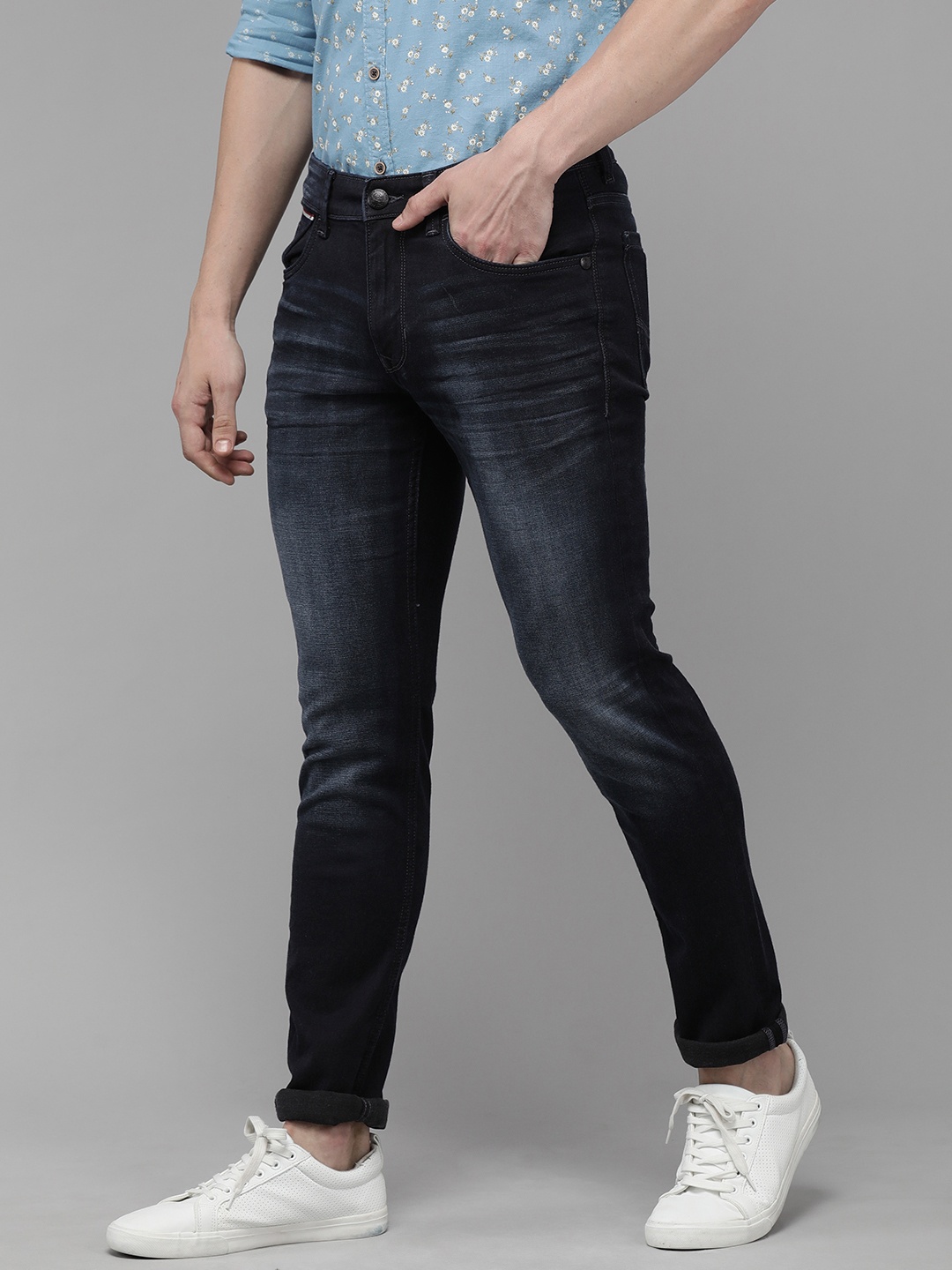 

U S Polo Assn Denim Co Men Navy Blue Brandon Slim Fit Light Fade Stretchable Jeans