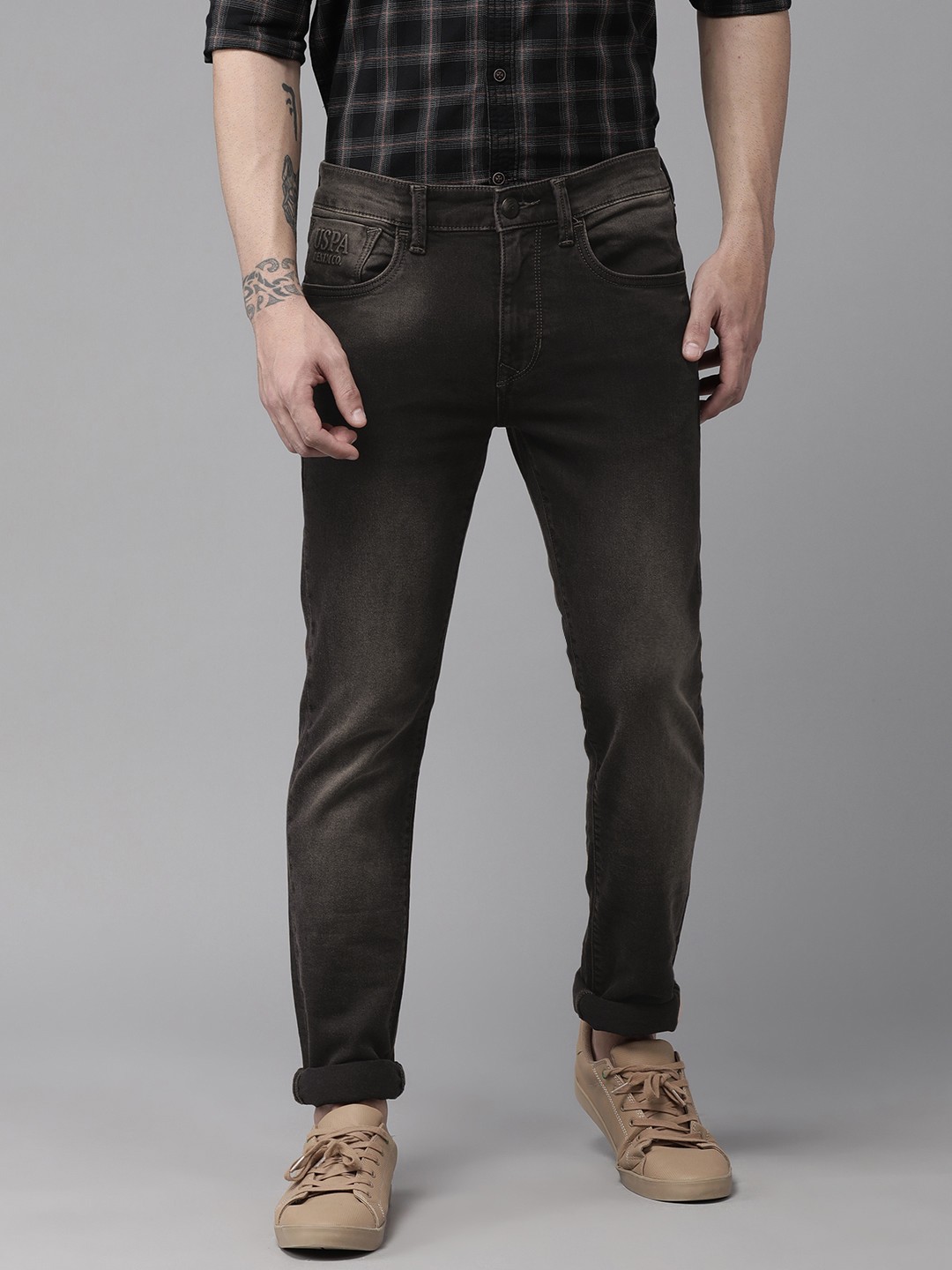 

U S Polo Assn Denim Co Men Black Skinny Fit Light Fade Stretchable Jeans