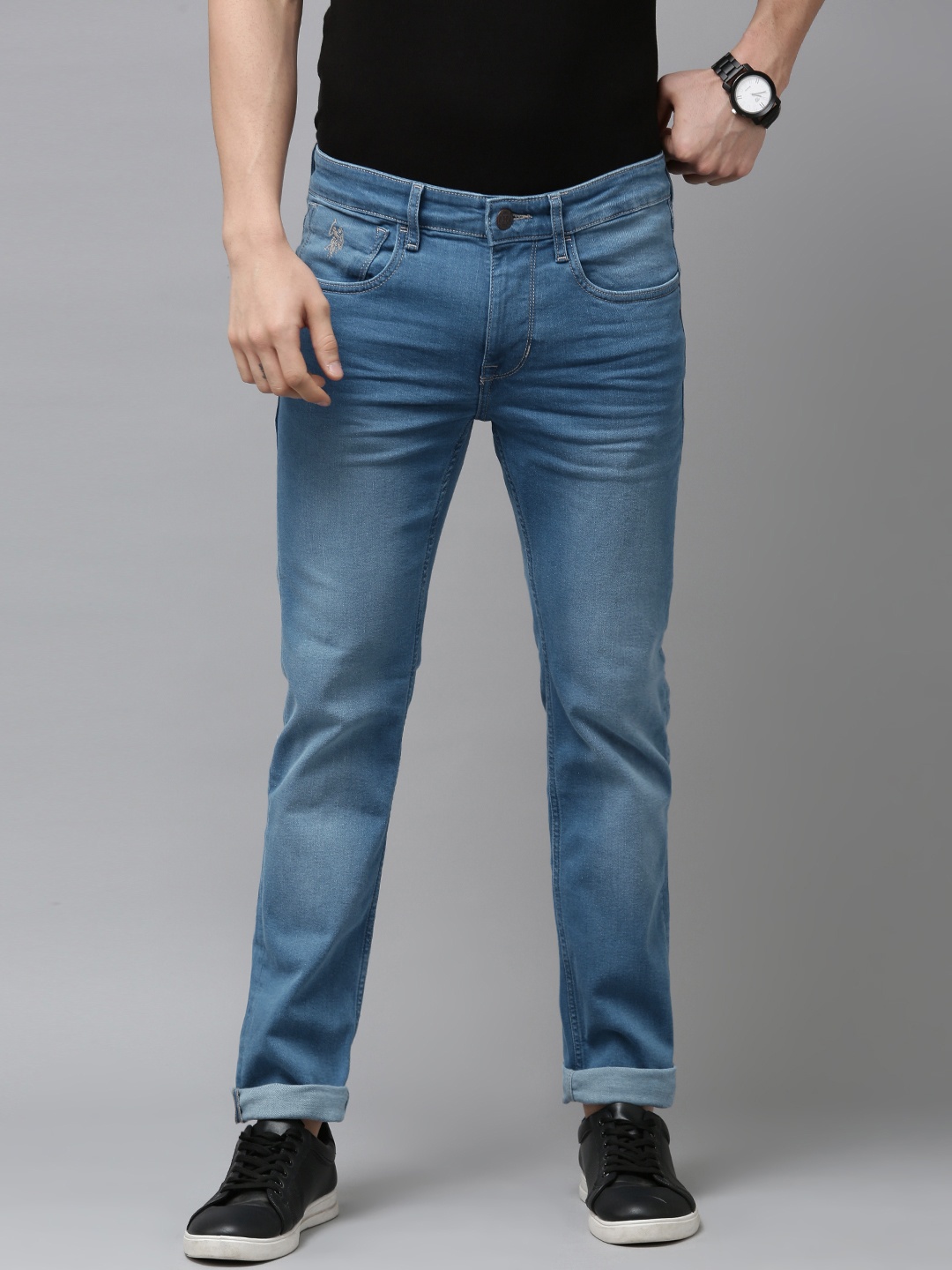 

U.S. Polo Assn. Denim Co. Men Blue Skinny Fit Mid-Rise Light Fade Stretchable Jeans