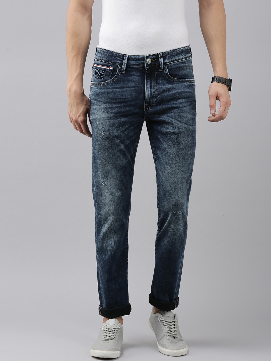 

U S Polo Assn Denim Co Men Blue Skinny Fit Heavy Fade Stretchable Jeans