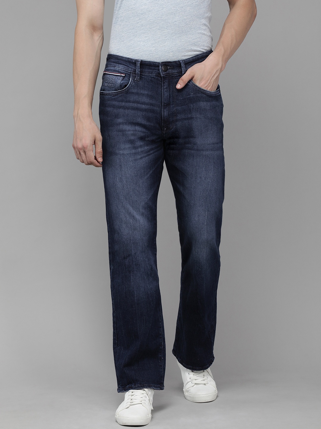 

U S Polo Assn Denim Co Men Blue Bootcut Light Fade Stretchable Jeans