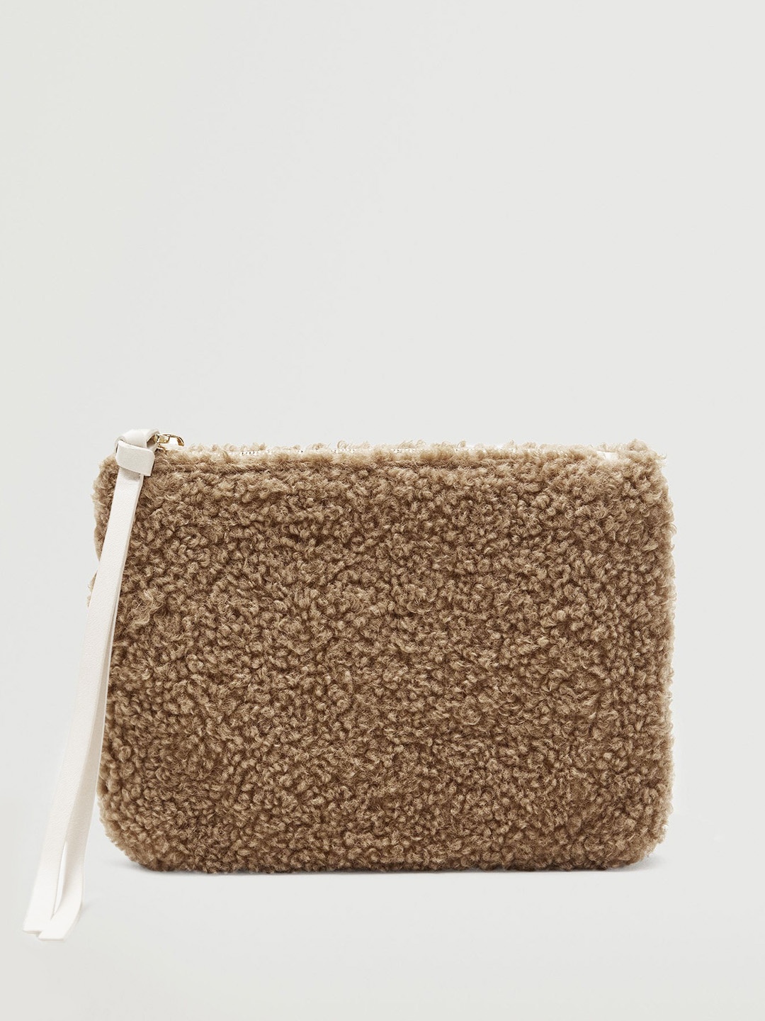 

MANGO Women Beige Faux Fur Cosmetic Pouch