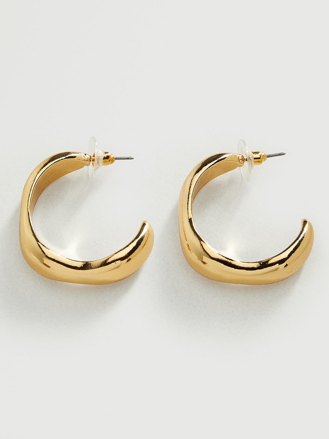 

MANGO Gold-Toned Crescent Shaped Half Hoop Earrings