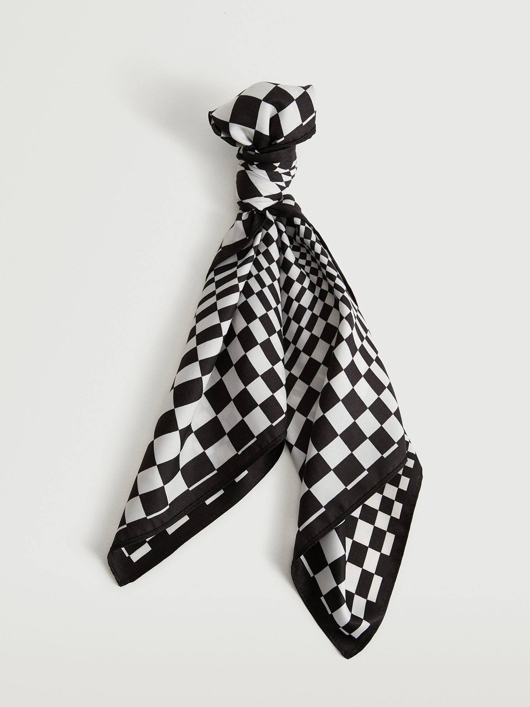 

MANGO Women Black & White Checked Scarf