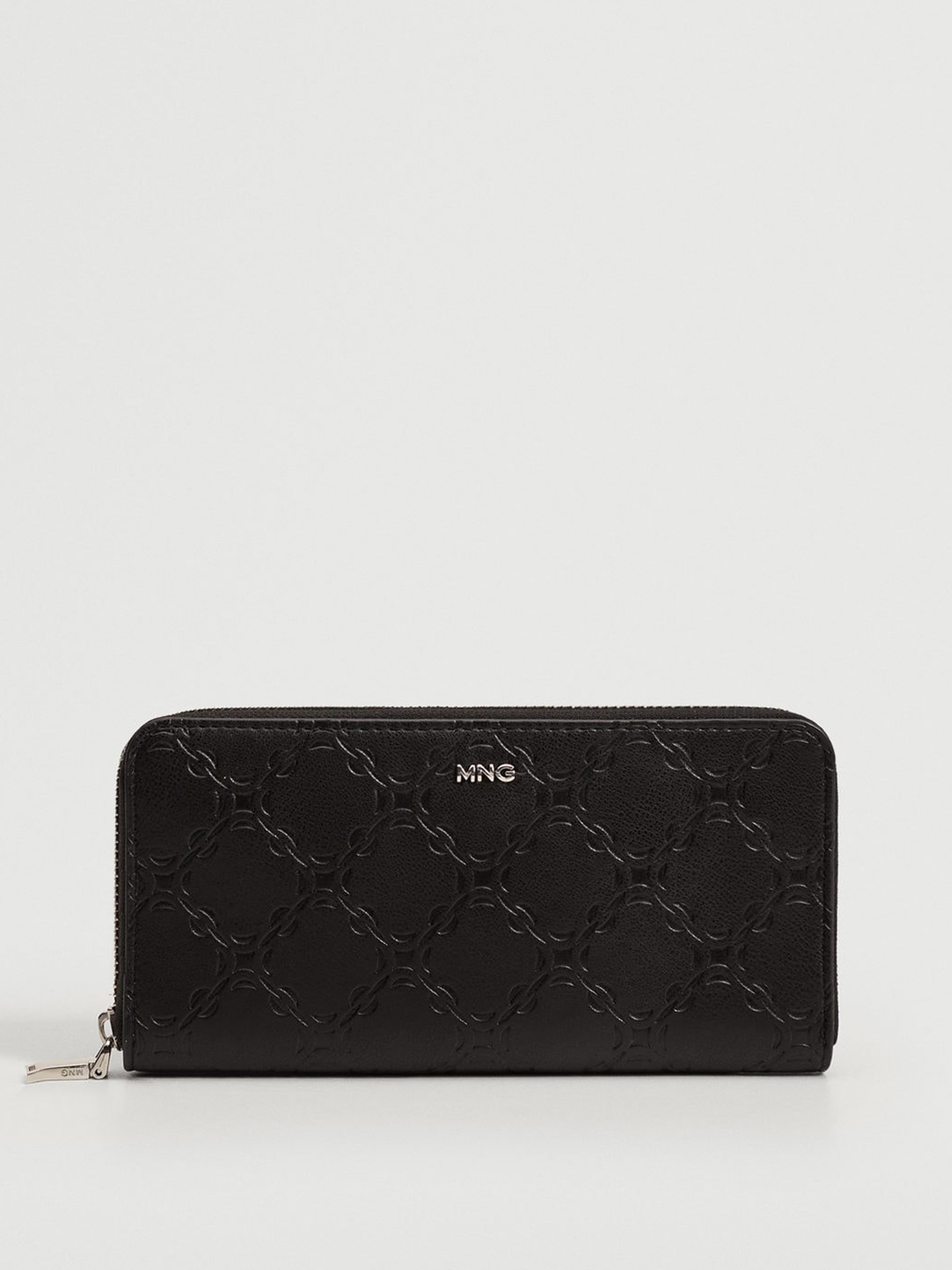 

MANGO Women Black Textured Zip Around Wallet