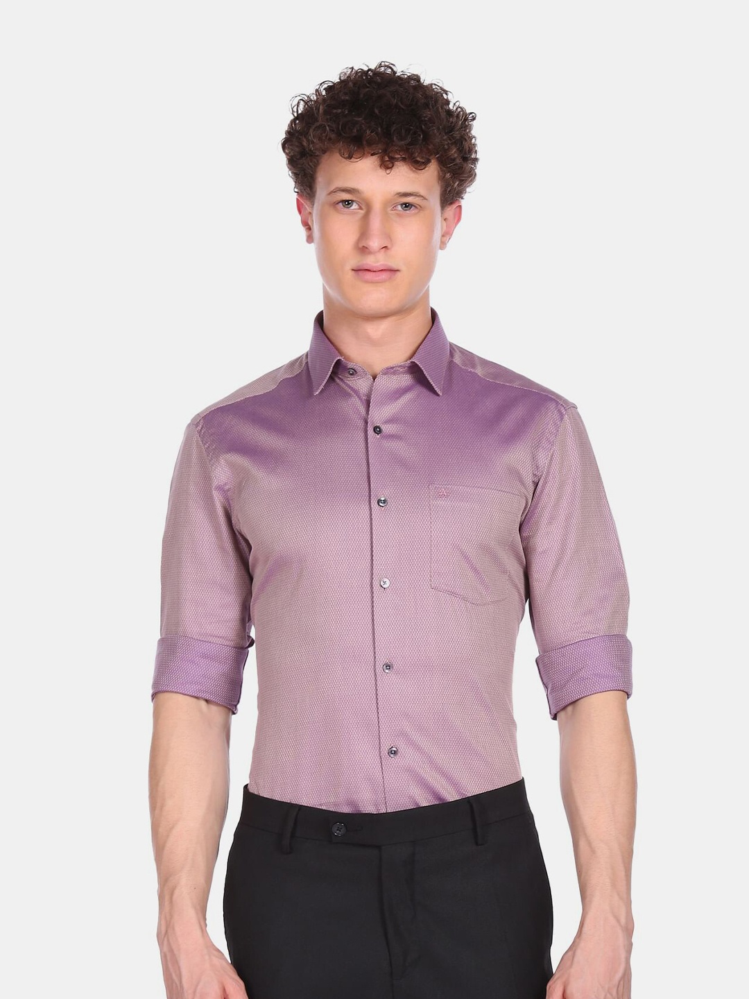 

Arrow Men Purple Opaque Casual Shirt