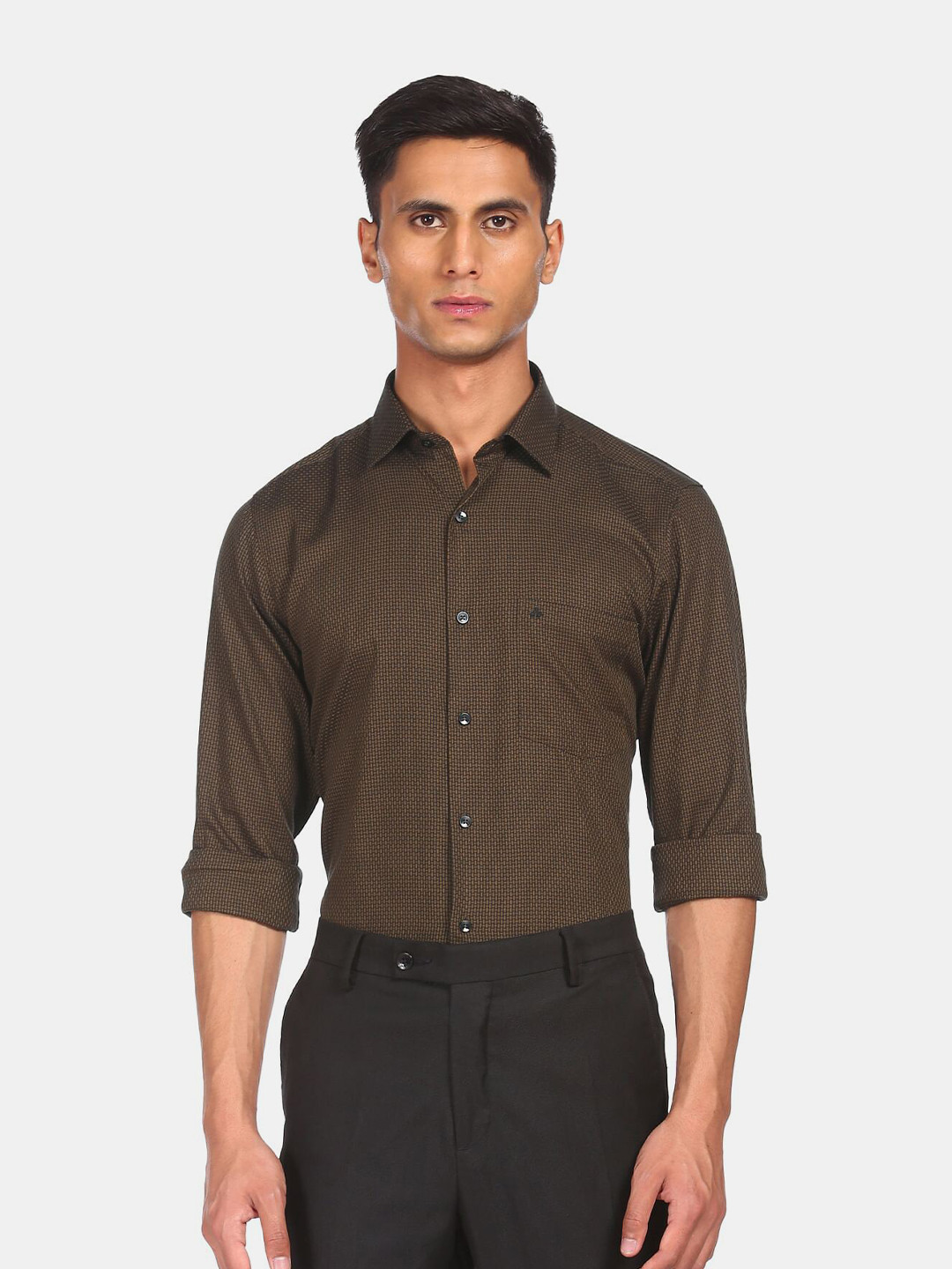 

Arrow Men Black Slim Fit Printed Casual Shirt