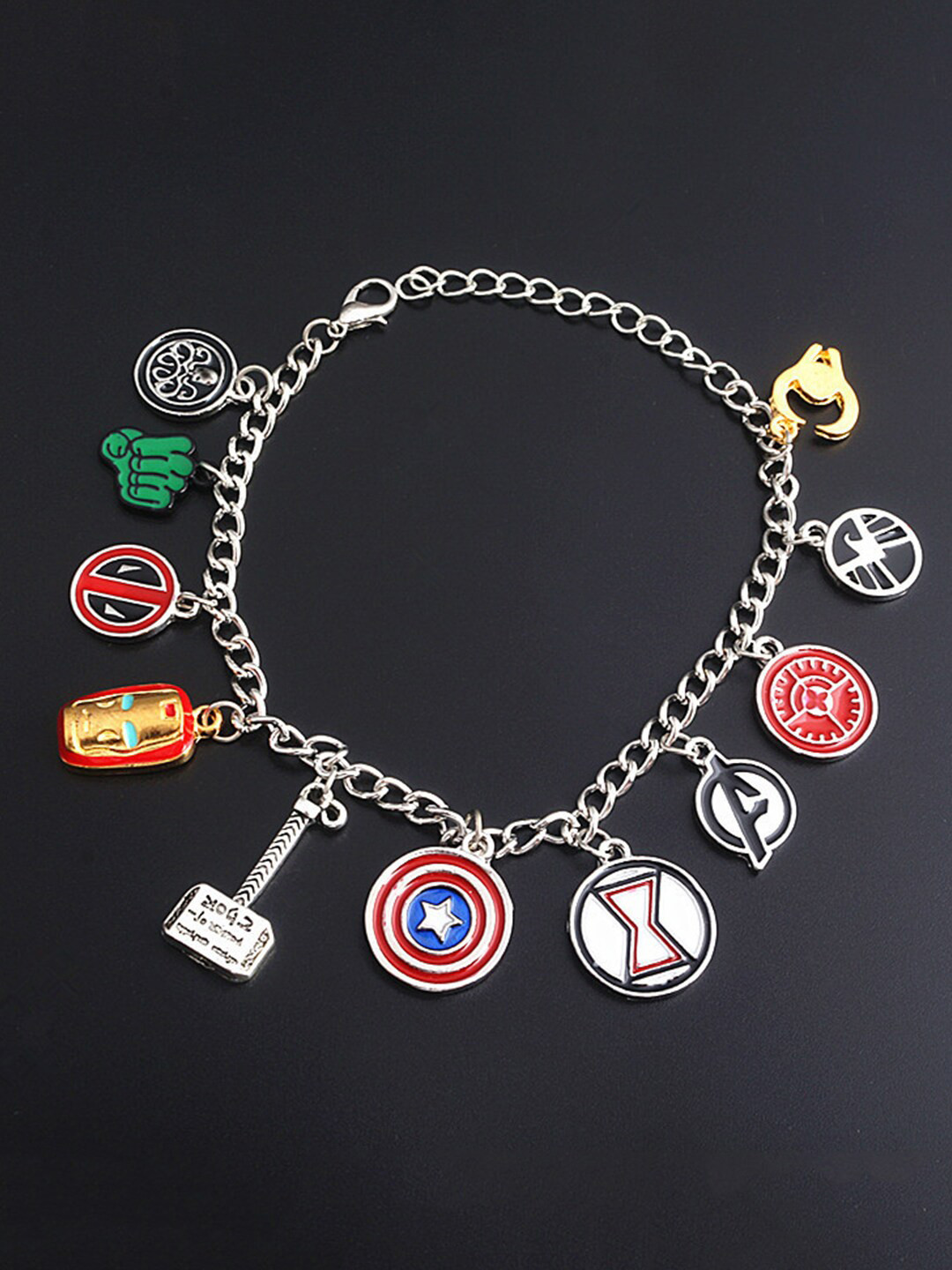 

Yellow Chimes Women Silver-Toned & Red Silver-Plated Charm Bracelet