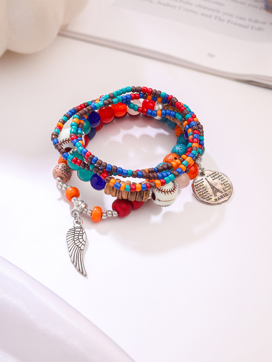 

Yellow Chimes Women Set of 5 Multicoloured Silver-Plated Bracelet, Multi