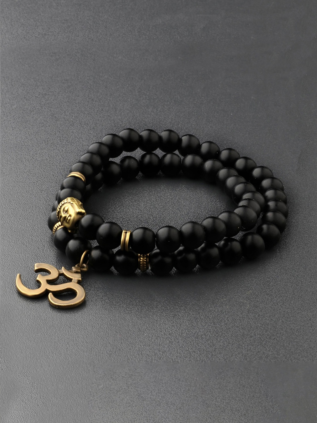 

Yellow Chimes Unisex Black & Gold-Toned Devine Buddha Beads Charm Bracelet