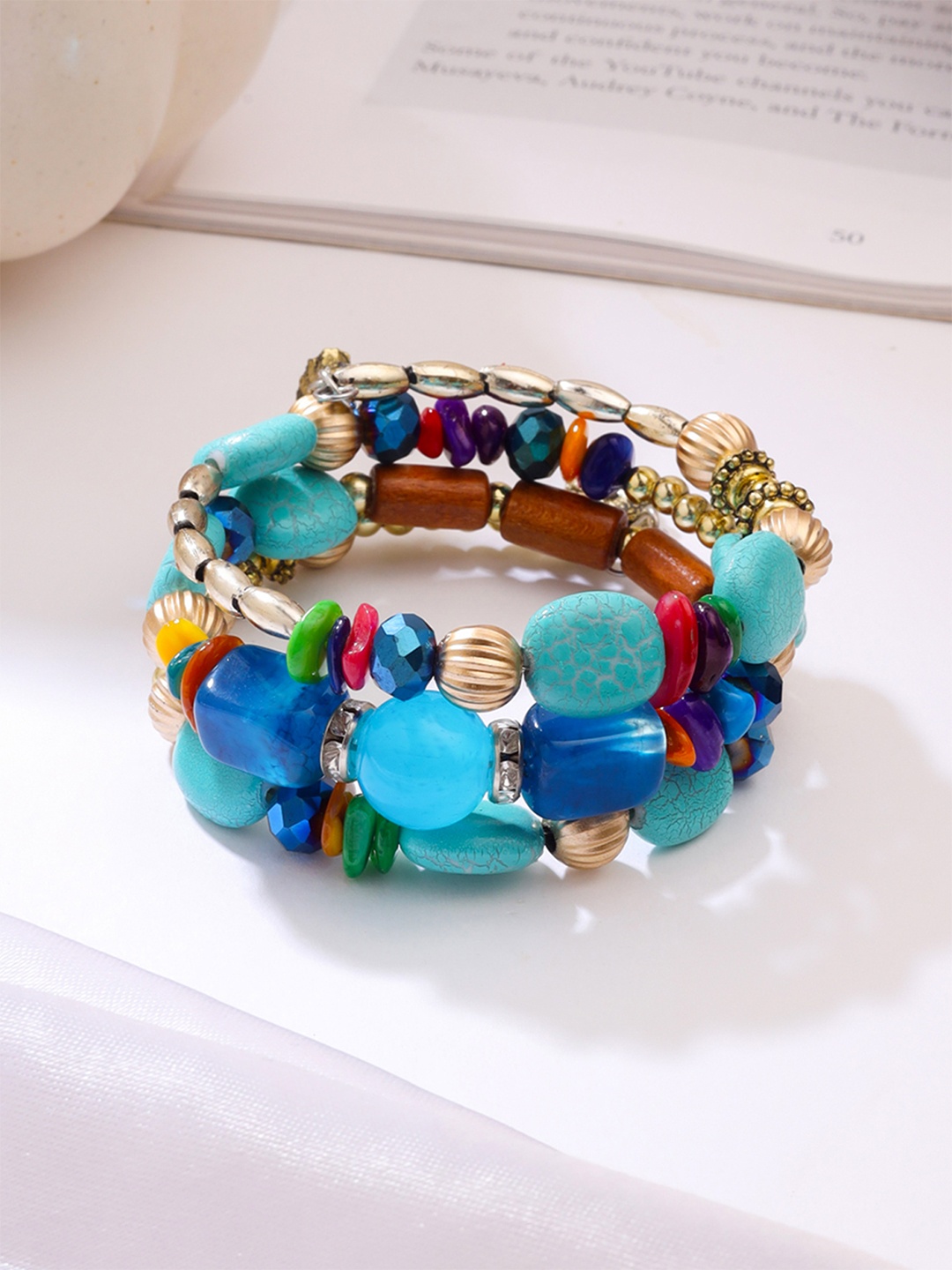 

Yellow Chimes Women Blue & Red Wraparound Bracelet